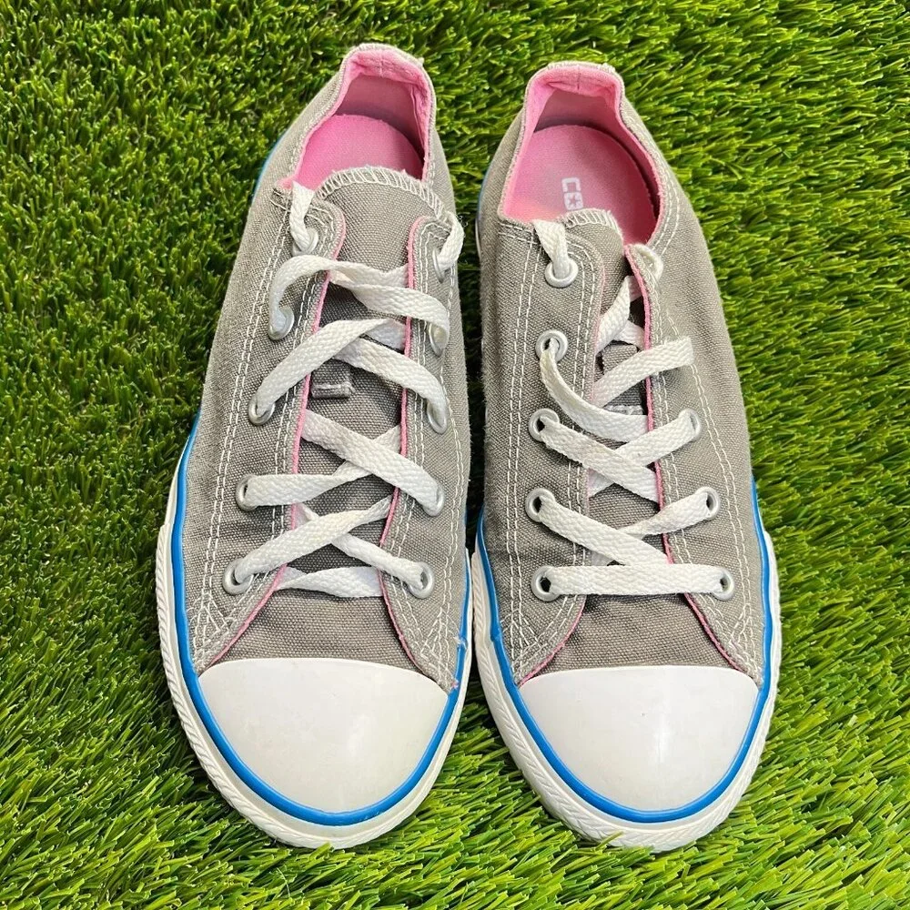 Converse All Star Double‎ Tongue Girls Size 3Y Gray Pink Athletic Shoes Sneakers